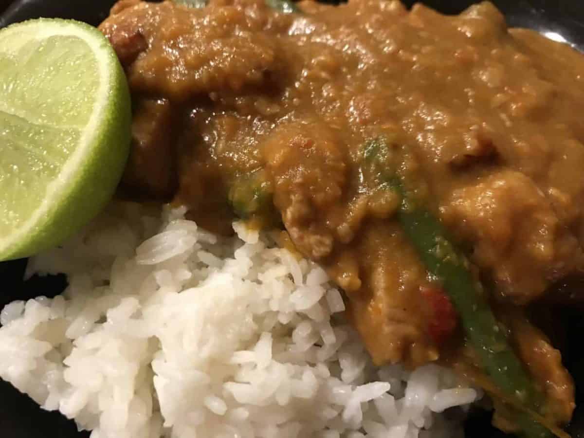 Homemade red curry using leftover roast turkey
